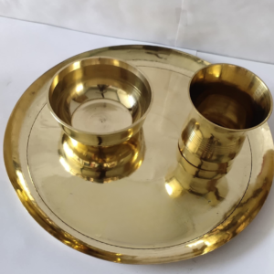 Pure Khaghrai Kaasha Thali,Bowl & Glass Set