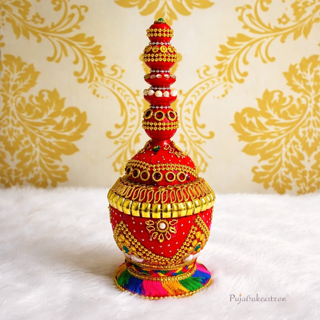 Wooden Sindoor Box Standing Stone Work